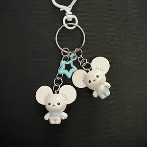 Tandemaus Keychain with Clip, Features White Mice, Clip Attachment, Ideal for Keychain Use