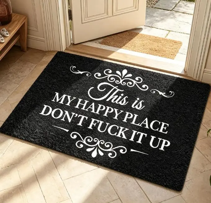 Happy Place Doormat Suitable for Decorative Use at Bedroom Or Room Entrances, Everyday Home Decor, And Room Decoration. This Personalized Mat Is Perfect for Enhancing Your Home summerwins