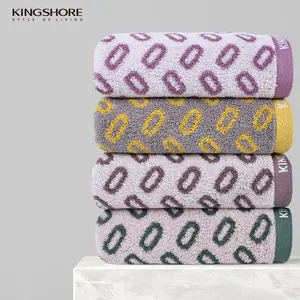 KINGSHORE Towel Small circular grid pattern print style 100% Cotton Towel, Extra Large & Extra Thick