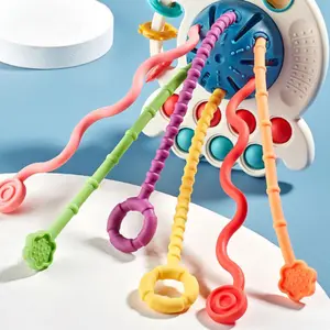 1PC Pull String Activity Toy,  Fine Motor Toys, Sensory Teether, Car Seat Airplane Travel Toddler Boys and Girls Infant Birthday Gifts