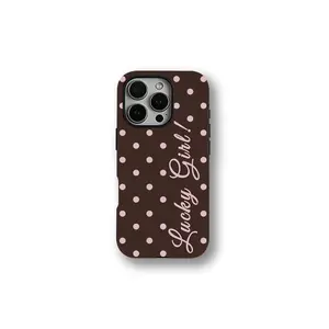1PC Lucky Girl Phone Case For iPhone 17 Pro Case - Dark Brown Polka Dot Aesthetic,, Compatible with iPhone 17 Pro Max Cases Girls| 16 15 14| iPhone 13 Phone Case 12 11 Air| Military-Grade ShockPoof|Holiday Gifts For Family,Friends,Self Use.