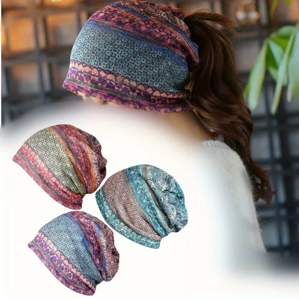 3PCS Women's Slouchy Beanie Hat Chemo Caps Cancer Headwear Hats Turban Baggy Sleeping Cap Boho Hats