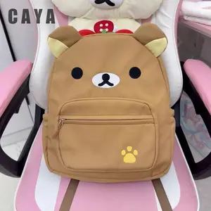 Kawaii Rilakkuma Backpack Anime Cartoon Embroidery Backpack Stylish Large-Capacity Student School Bag Nylon Multifunctional Bags