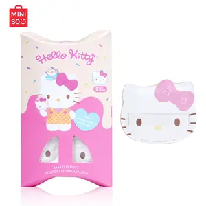 Miniso Hello Kitty Cotton Candy Powder Puff Set, Cute Makeup Sponge, Good Coverage, Portable, Perfect for Girls, Travel, Dating, Christmas Gift, Beauty Puff