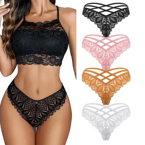 Avidlove Cheeky Panties for Women Lace Criss Cross Bikini Underwear 1-4 Pack
