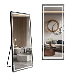 Full-Length LED Mirror with Adjustable Lights - Standing Tall Foor Mirror, Dimmable & Explosion-Proof
