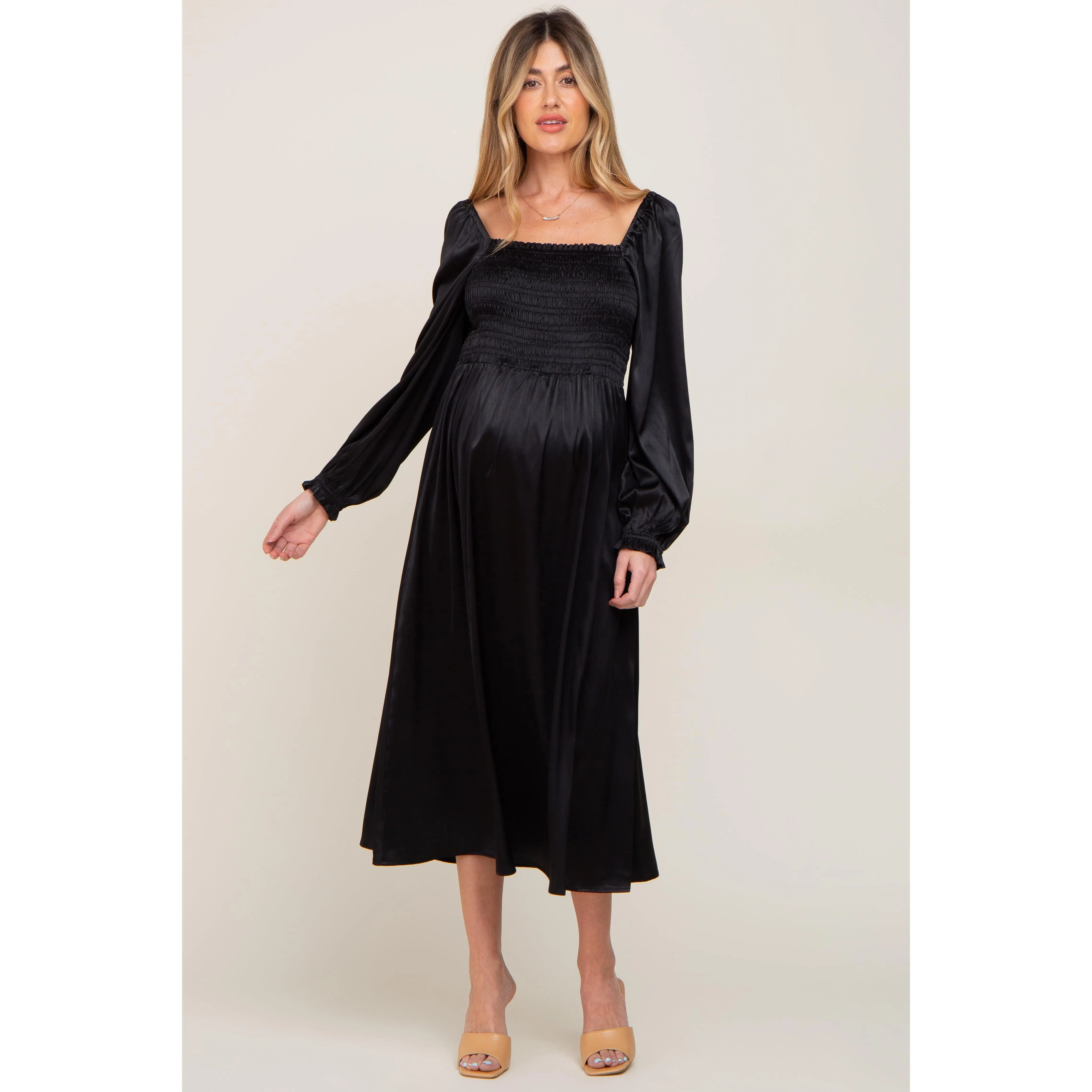 black satin maternity dress Black Multi Tie Maternity Maxi Dress
