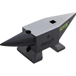 【Summervibes】VEVOR Cast Iron Anvil, 22 Lbs/10kg Single Horn Anvil, with Large Countertop and Stable Base, High Hardness Rugged Round Horn Anvil Blacksmith, for Shaping, Bending