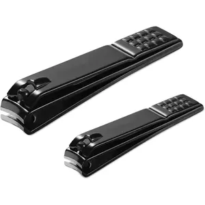 Nail Clippers Set for Men and Women, Ultra Sharp Fingernail Clipper and Toenail Clipper with Curved Blade Edge, Black