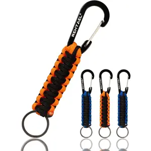 4 Pack Authentic 550 Paracord Keychain, Handmade Military Braided Keychain with Carabiner, Durable Gear for Men Women