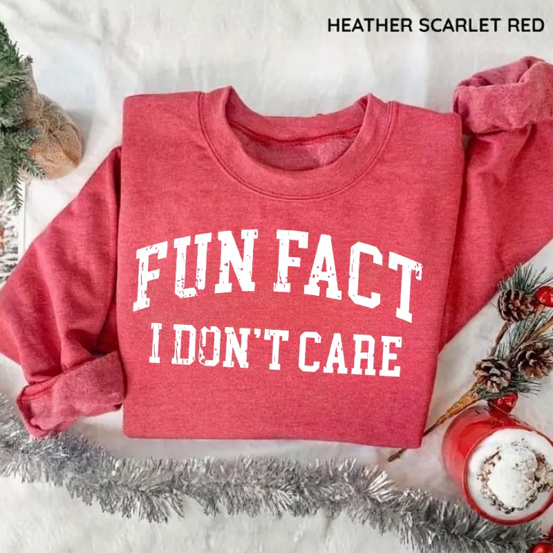 Fun Fact I Don't Care Sweatshirt, Funny Sarcastic Quote Crewneck, Adult Humor Pullover, Sassy Casual Graphic Sweatshirt, Gift for Her, Pullover