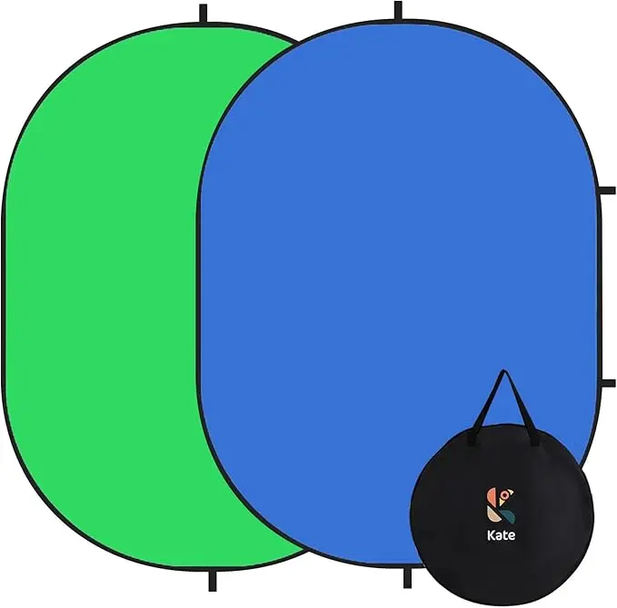 Kate Collapsible Pop-Up Backdrop - 5'x6.5'/1.5m x 2m Blue/Green Portable Photography Background, Photography Equipment Accessory for Self-Tape Auditions, Professional Headshots