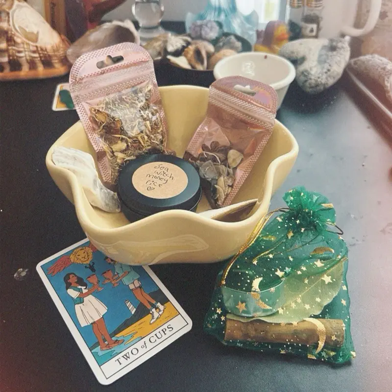 Money Drawing Bowl Spell Kit, Prosperity Working Tools, Abundance Spell Jar, Money Spell Herb, Sea Witch Sea Shell Abundance Money Working