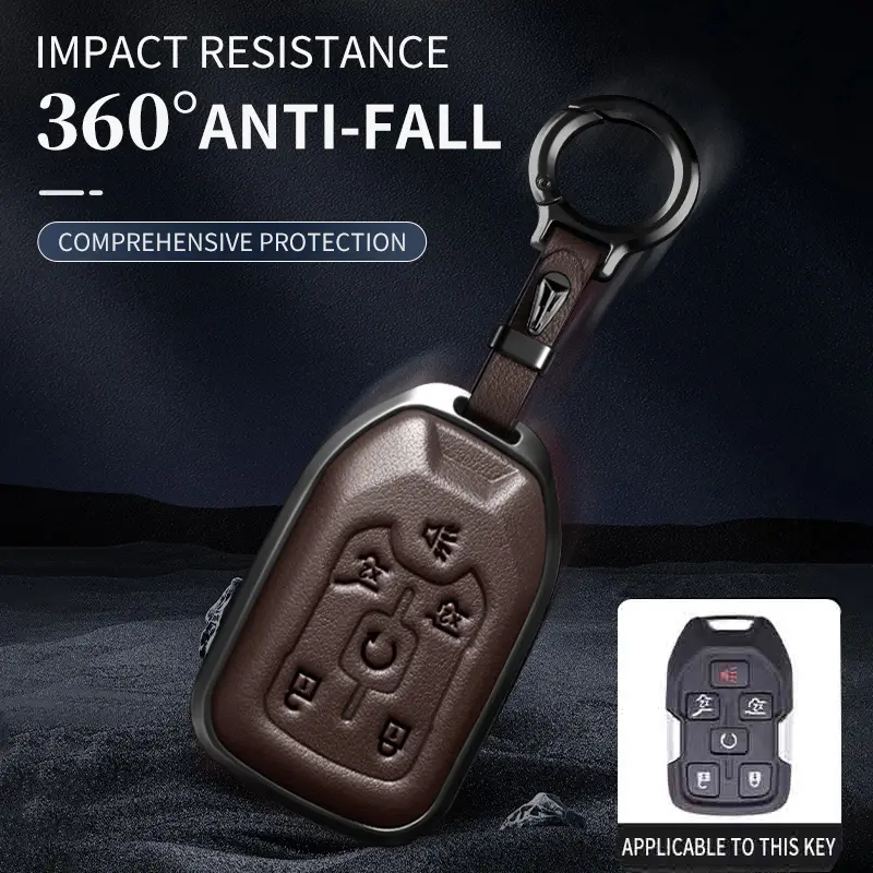 For Chevrolet Key Fob Cover Leather Car Suburban Tahoe 2015 2016 2017 2018 2019 2020 GMC Yukon Key Case. Truck Accessories chevy 1500 accessories Car Key Protector