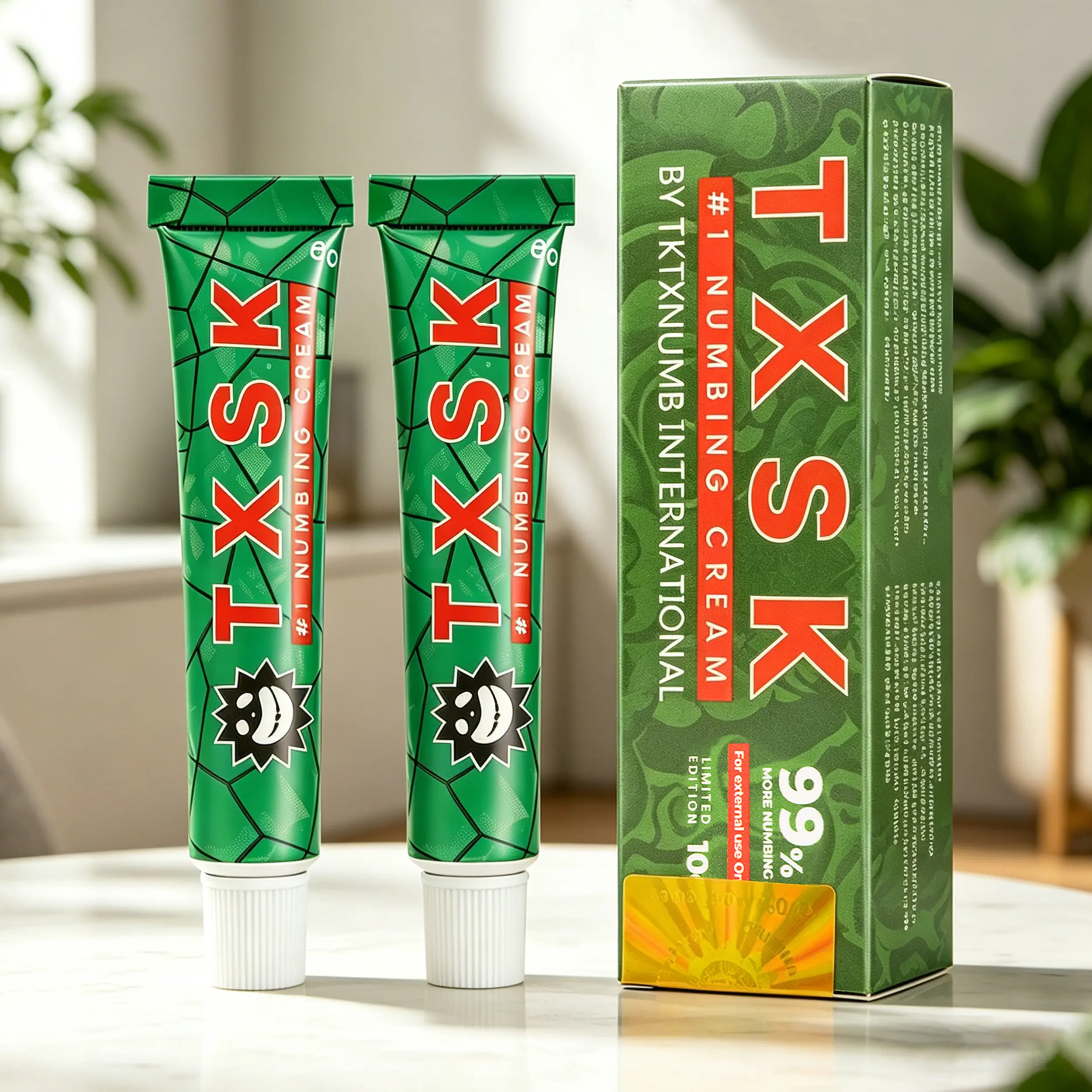 TXSK Tattoo Numbing Cream | Limited Edition 99% VeryStrong | For Tattoos | Laser Removal | Waxing | EyebrowThreading | Tattoo External Cream 10g