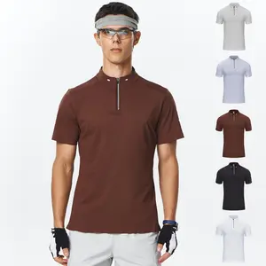 Men’s 3-Pack 1/4 Zip Polo Shirts, 87% Nylon 13% Spandex High Elastic Quick Dry Athletic Tops, Breathable Short Sleeve Workout Tees for Golf, Tennis & Sports