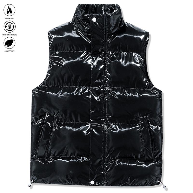 Men's Thick Warm Vest - Sleeveless Zip-Up Stand Collar Design - Black - Gym - Party - Everyday Winter Wear - Ideal Gift for Husband & Son - Cold-Resistant Durable Sports Jacket - Minimalist Style High-Quality Fabric - Casual & Versatile