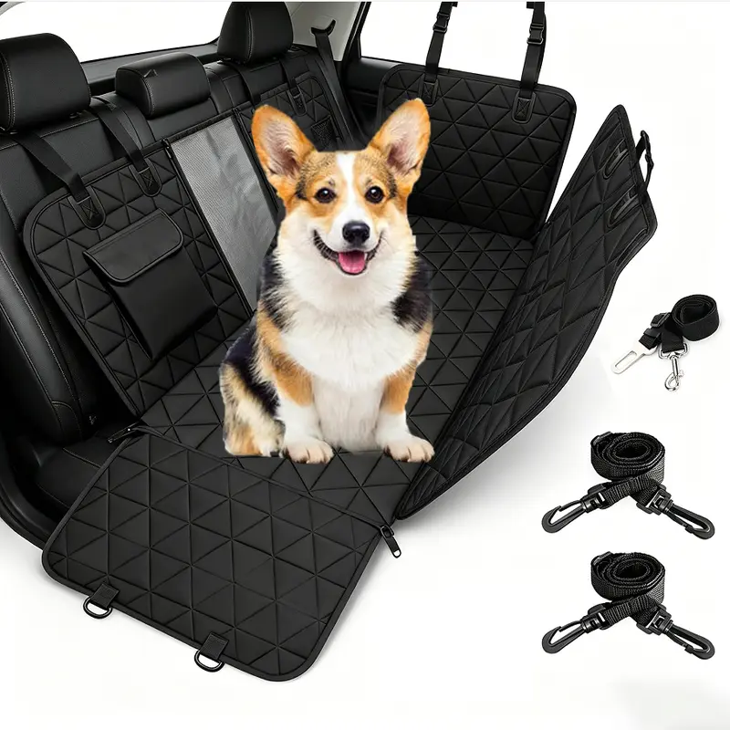 58 x 54in Back Seat Extender for Dogs, Retractable Dog Car Seat Cover for Back Seat Protector, Dog Backseat Cover for Car, Foldable Dog Hammock for Car Travel Accessories Camping Mattress Bed