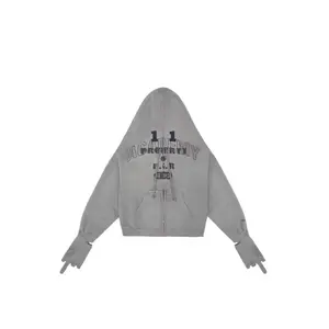Grailz Project G/R Wasteland Style Two-in-One Gloves Hoodie Jacket Shoulder Zipper Cardigan Men's Streetwear Techwear Oversized Aesthetic Spring Outfit