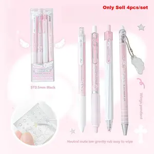 4pc Pearl Angel Pens Cute Angel Set of 4 Writing Pens Unique Pens Student Neutral Pens, Perfect for Students, School Supplies, Office Use, Stationery Cute Retractable Pen