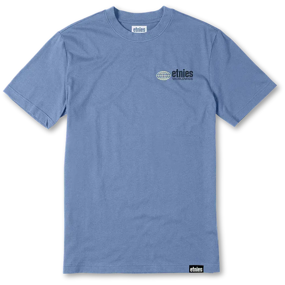 etnies Worldwide Tee - Men's Stone Short-Sleeve Skate Shirt, 6 oz Pre-Shrunk US Cotton Jersey, Classic Fit, Seamless Twin-Needle Collar
