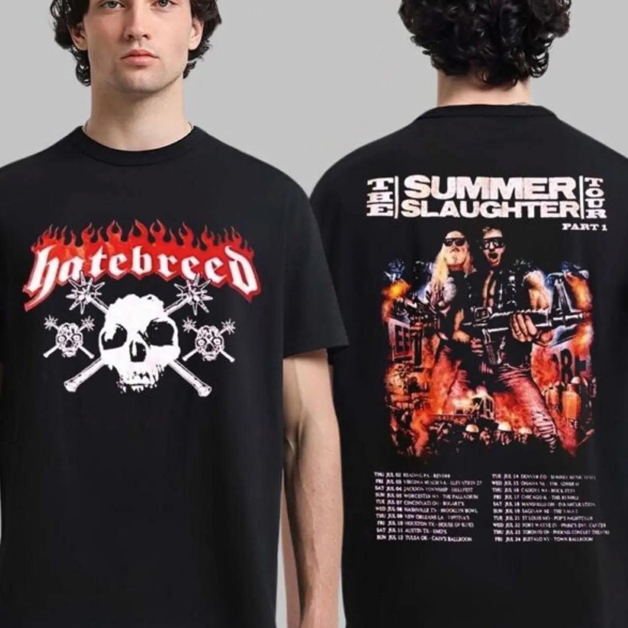 Hatebreed The Summer Slaughter Tour Part 1 2026 Merch Logo With Dates Back Two Sided T-Shirt K4F