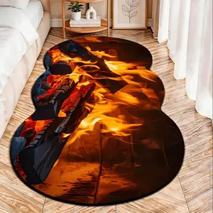 Vintage Fireplace Style Velvet Irregular Rug, Non-Slip Design, Suitable for Bedroom/living Room/bathroom, All Seasons