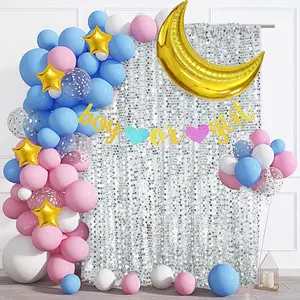 [Valentine's Day decor] JYFLZQ Silver Sequin Backdrop, 8 ft x 9 ft, Shiny Wall Backdrop, Large Sequin Backdrop, Thick Glitter Photo Studio Backdrop For Birthday, Christmas and Wedding Parties