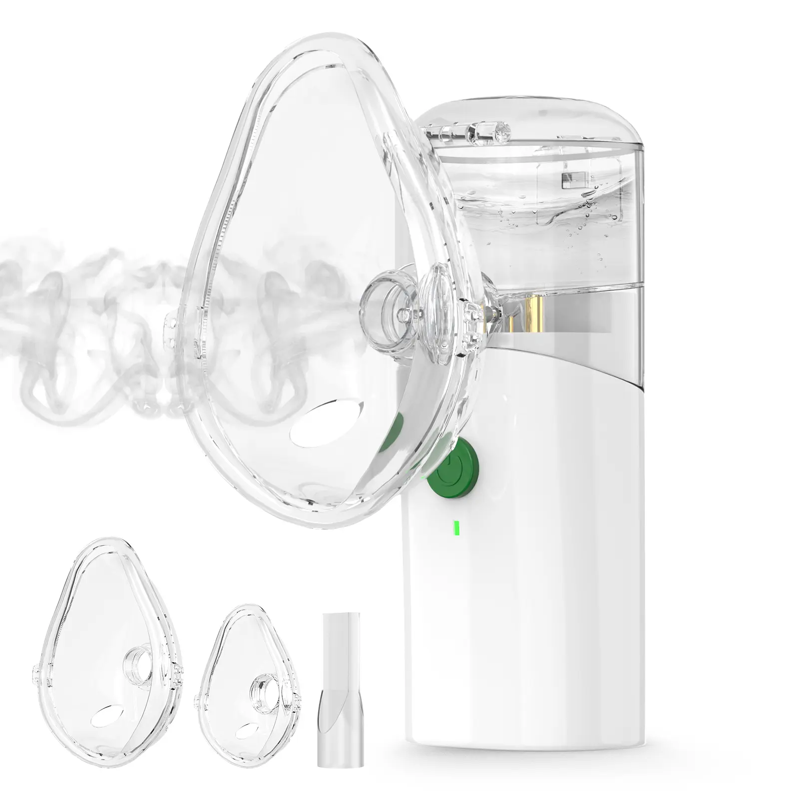 Portable Mesh Nebulizer for Adults & Kids, USB-C Rechargeable Healthcare Supplies with 2 Adjustable Speeds, Under 35dB Ultra-Quiet, Under 5 Micron Fine Mist, 3-Hour Battery Life, 2 Masks & 1 Mouthpiece for Home & Travel