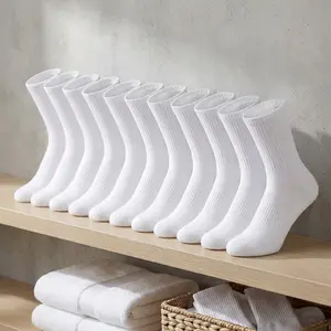 12 Packs Crew Socks for Womens and Men Cushioned Long Socks Cotton Athletic Socks for Hiking Running(6 Pairs) tube socks grip sport