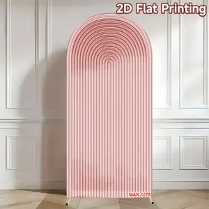 Blush Pink Wood Grain Stripe Arch Backdrop Cover Double-Sided Elastic Fabric for Birthday Party & Baby Shower Decor Background Party Decorations Banners