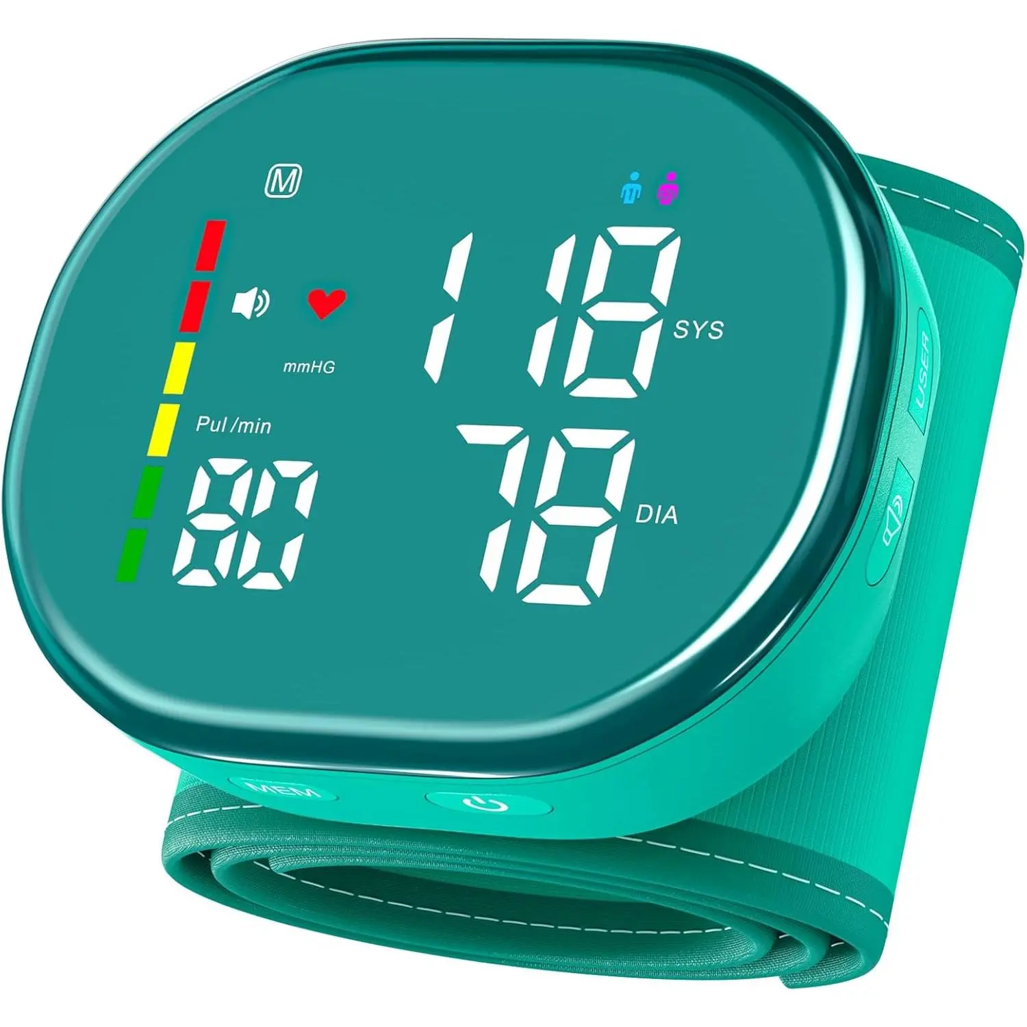Digital Wrist Blood Pressure Monitor - Health Monitor, Rechargeable, 2x120 Memory, 5.3"-7.7" Adjustable Cuff, Carrying Case, Easy-to-Use Home Essential for Seniors (Home Supplies Party Gift)