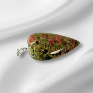 Piedra Unaquita with Connector 2 cm Natural Green Pink Stone for Emotional Balance and Harmony Nature Crystal Pink Quartz