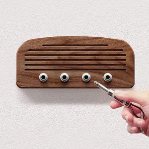 Key Holder for Wall Decorative, Guitar Amp Key Holder Wall Mount, Speaker Wood Key Storage, Key Rack Hook Includes 4 Guitar Plug Keychains