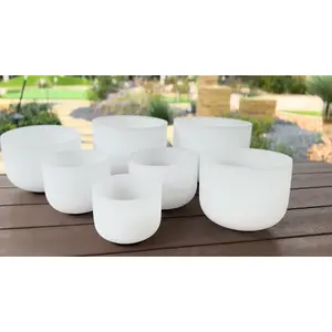 7 Bowl C Major Scale: 432hz Tuned Frosted Crystal Singing Bowl Set