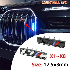 1pc Bmw Front Grille Badge, Durable High-Quality Decorative Accessory for X1, X2, X3, X4, X5, X6, X7, X8 Models, Sporty Car Modification Decor, Grill Emblem