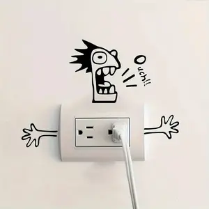 1 Piece Funny Character Decoration Switch Sticker, PVC Material Living Room Bedroom Bathroom Home Decoration Sticker