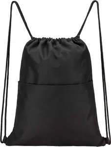 Drawstring Backpack Water Resistant String Bag  Sackpack Gym Sack with Side Pocket for Men Women