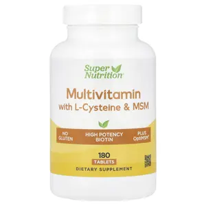Super Nutrition Multivitamins with L-Cysteine, MSM, Vitamin A, and Biotin, 180 Tablets