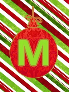 212 MAIN Christmas Ornament, Garden-Size M Monogram Initial Double-Sided Flag-Shape, Outdoor Wall Hanging, Festive Outdoor, Room, and Household Items Decor, Outdoor Decor