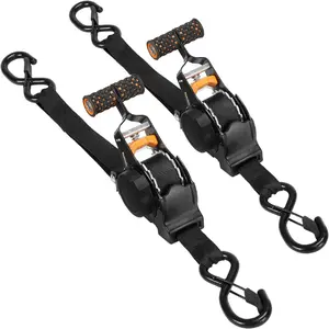 Joytutus Heavy-Duty Auto-Retracting Ratchet Straps 227 kg Workload 3.3 m Cargo Tie-Downs with Safety Clip S-Hooks for Motorcycle Luggage and Truck Transport