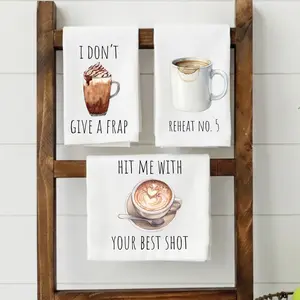 Coffee Kitchen Towel Set – Funny Coffee Towels – Flour Sack Towels – Coffee Lover Gift – Kitchen Gift Set – Set of 3