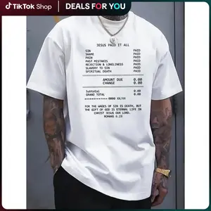 JESUS PAID IT ALL Graphic Print Tee - Soft, Breathable, Casual Short Sleeve T-Shirt for Men - Perfect for Summer, Outdoor Activities, and Faith-Based Events