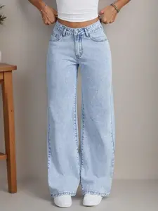 Teen Girls' Loose-Fit Butterfly Print Denim Wide-Leg Pants Loose Jeans Trousers, Casual Fashion Comfortable All-Season, Perfect for Trendy Youth