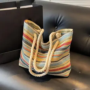 Minimalist Crocheted Textured Women's Handbag Shell Starfish Pattern and Bohemian Hollow Knitted Bag Suitable for Daily Versatile Travel Vacation and Leisure Occasions