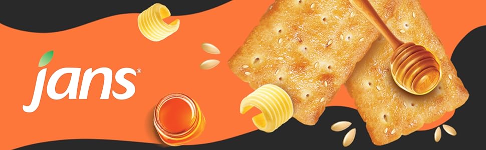 Jans Sesame Cracker with Honey 5.64 oz, Sesame Cracker 8-Pack, Classic Recipe With Delicious Taste