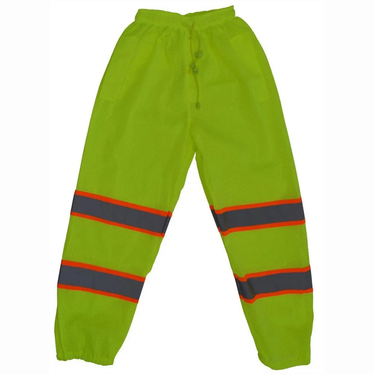 ROC Women's High-Visibility Traffic Workwear Pants - ANSI Class E Striped Polyester with Silver Reflective Tapes, Mesh Fabric, 2 in. Elastic Waist, Adjustable Zippers, Pocket with Front Pocket Access, Fashion, Stripes, Two Pass-Through Slits