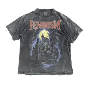 Vintage Feminism Dragon Fantasy 90s Graphic Shirt, Retro Comfort Colors Dragon Shirt, Feminism Shirt, Dark Art Grunge Castle Dragon Gothic Top