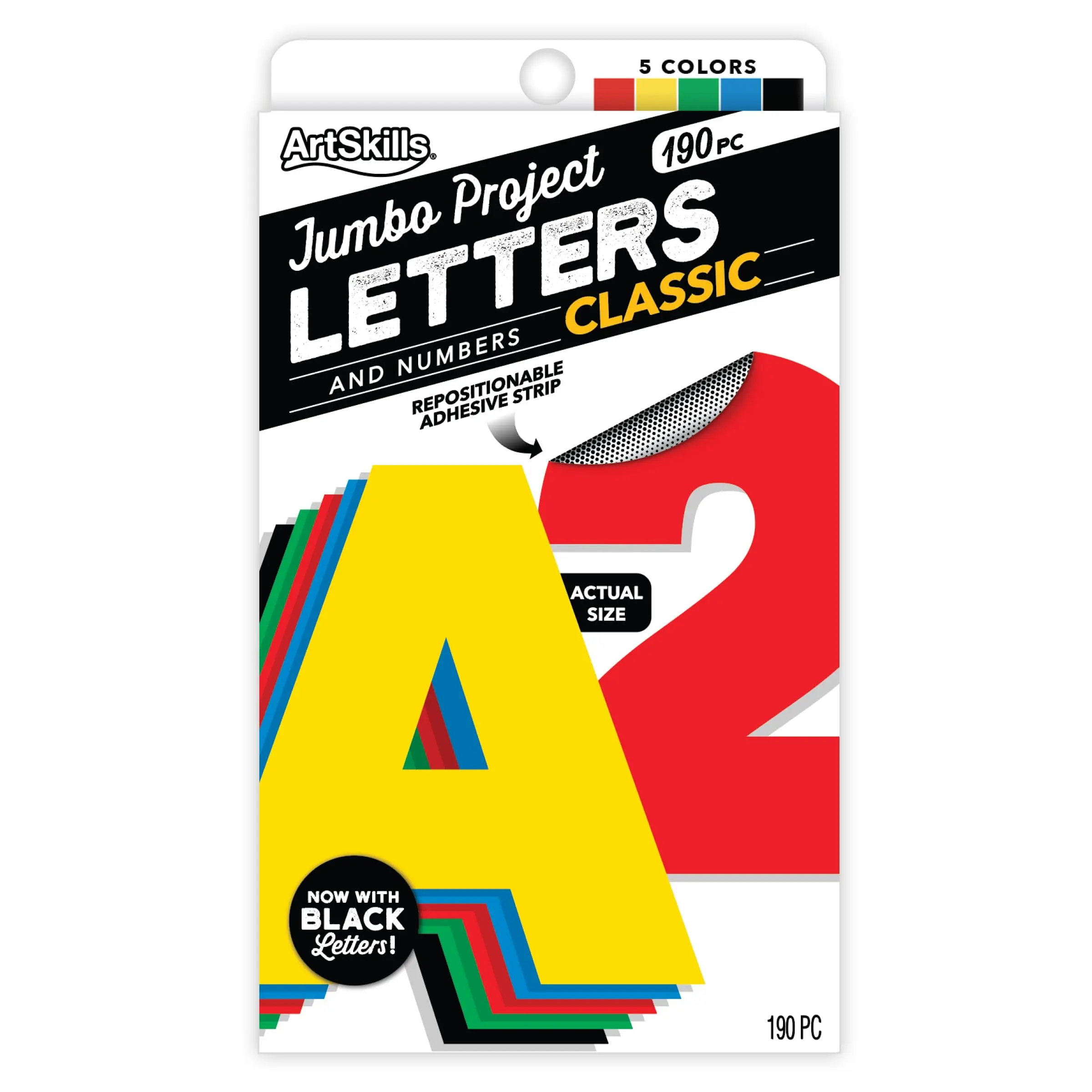 ArtSkills Poster Letters 4” Paper Letters for Poster Board Projects, Classroom Bulletin Boards, Sign Making Supplies,Classic Primary, 190 Pieces