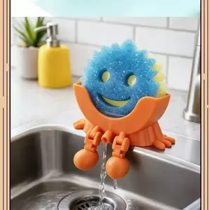 Creative Drying Rack Smiley Face Sponge Holder Funny Drainage Rack Storage Rack Home Organization Tool